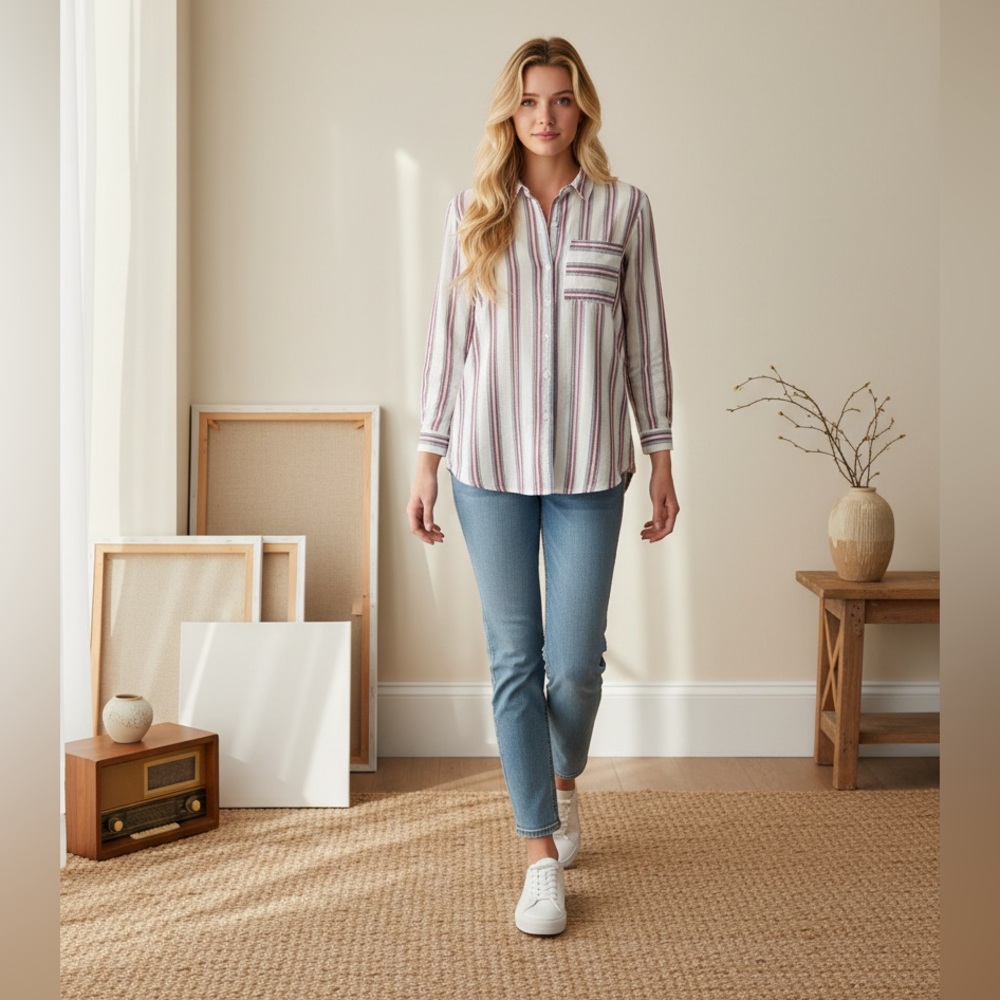 Eden & Olivia Red and White Striped Top